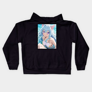 Anime Girl Beach Day Kids Hoodie